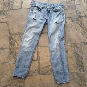 rag & bone Faded Blue Ripped Skinny Jeans